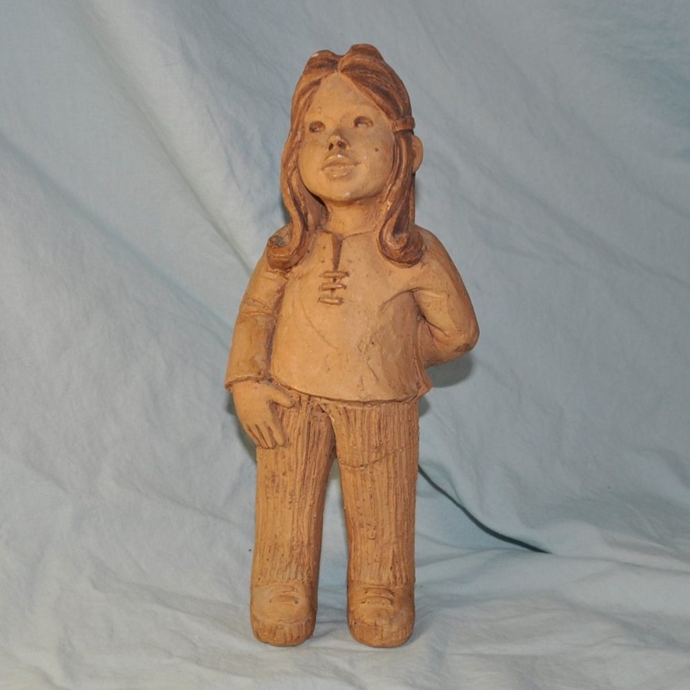 vintage Lee Bortin Originals clay figurine little girl (w975)